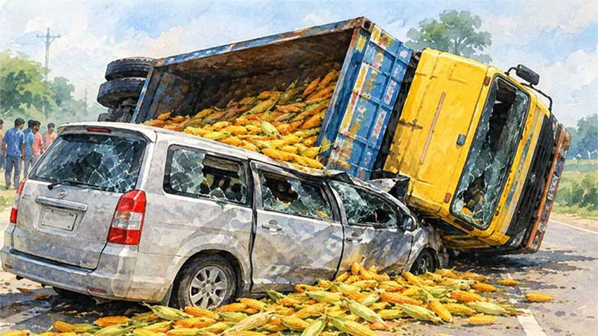 বগুড়ায় মাইক্রোবাস ও ট্রাকের মুখোমুখি সংঘর্ষে দুজন নিহত,, আহত ৭