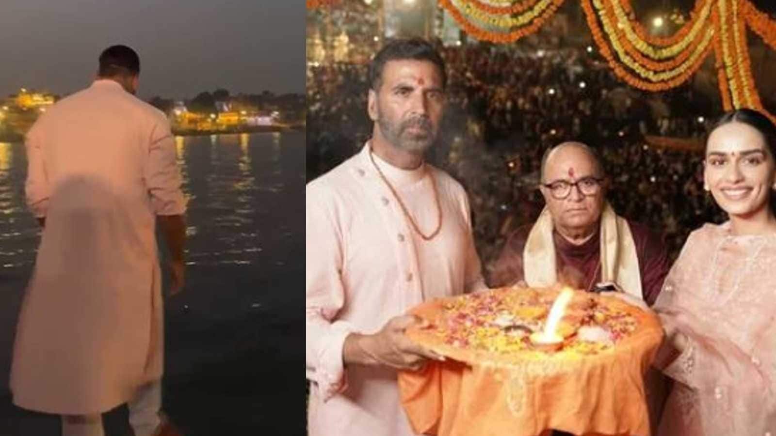 পূজোর মাঝেই হঠাৎ গঙ্গায় ঝাঁপ দিলেন অক্ষয় কুমার, কিন্তু কেনো?