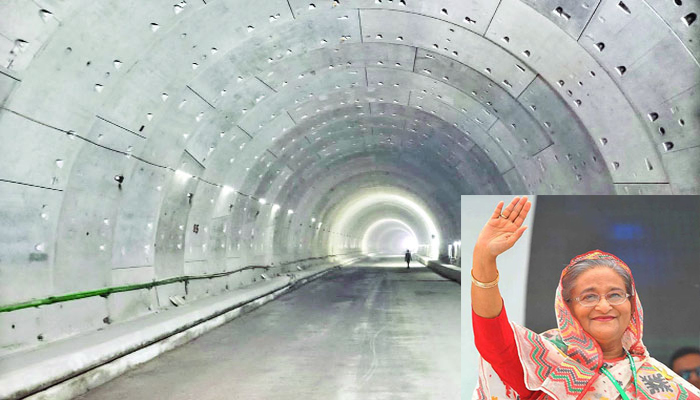 বঙ্গবন্ধু টানেলের প্রথম টিউব উদ্বোধন করলেন প্রধানমন্ত্রী