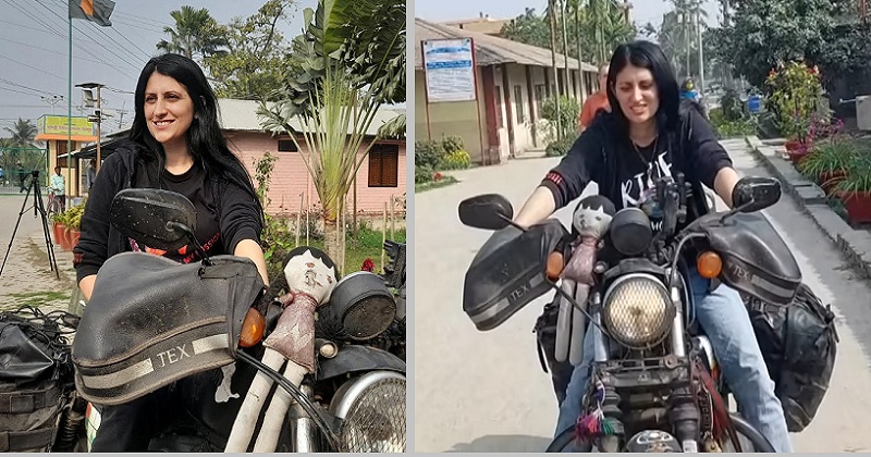 বাইকে চড়ে ২৯ দেশ পেরিয়ে এখন বাংলায় রোমানিয়ান তরুণী এলেনা