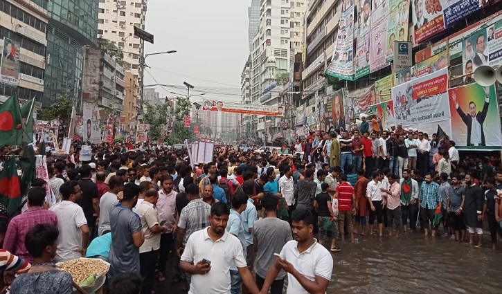 সড়‌কে পা‌নি, বিএনপির মিছিলের প্রস্তুতি চলছে