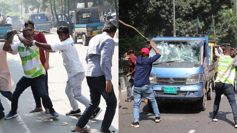 কাকরাইলে গাড়ি ভাঙচুর