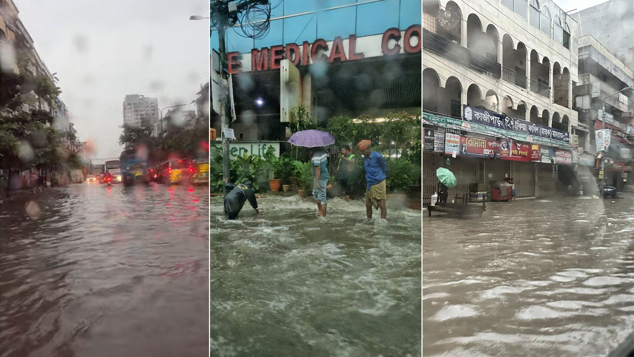 রাত থেকে বৃষ্টি, ঢাকার বিভিন্ন সড়কে জলাবদ্ধতা
