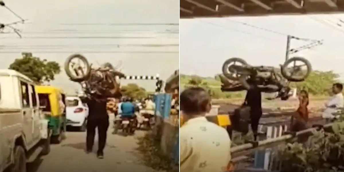 মোটরসাইকেল কাঁধে নিয়েই রওনা