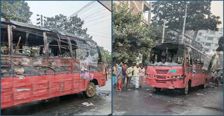 রাজধানীতে দুই বাসে আগুন