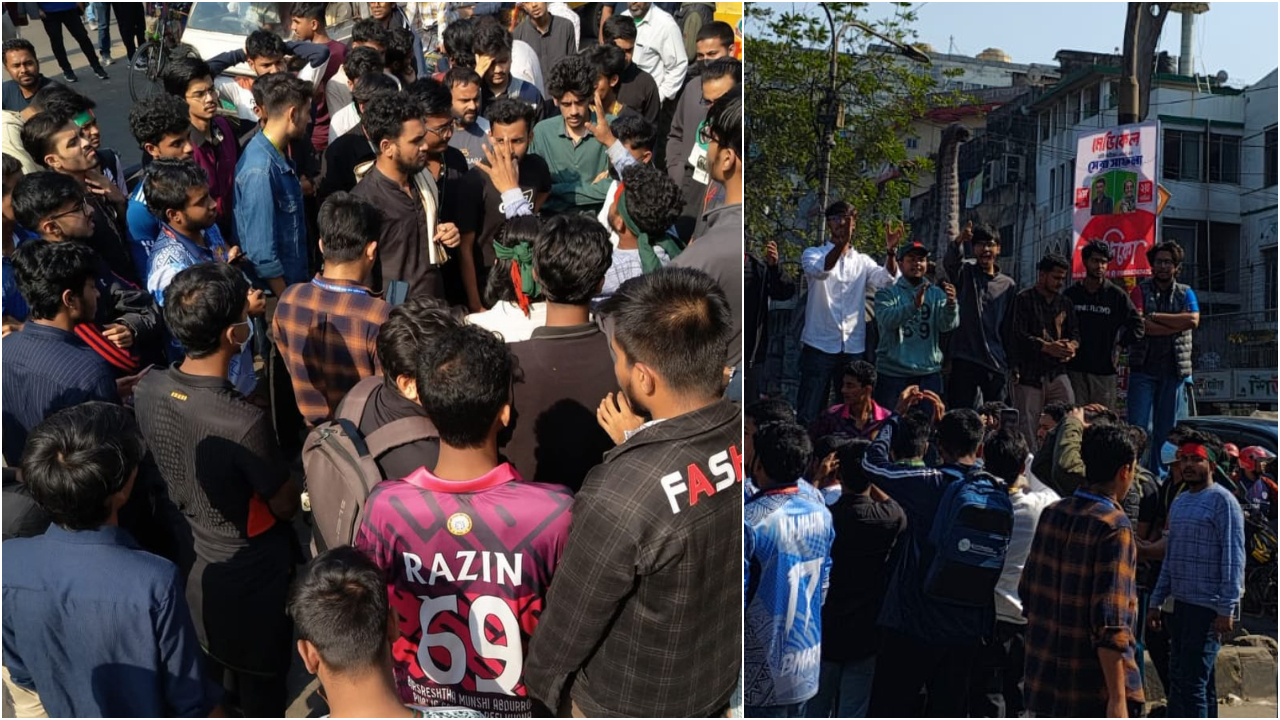 হাদি হত্যার প্রতিবাদ, সাইন্সল্যাব মোড় অবরোধ শিক্ষার্থীদের