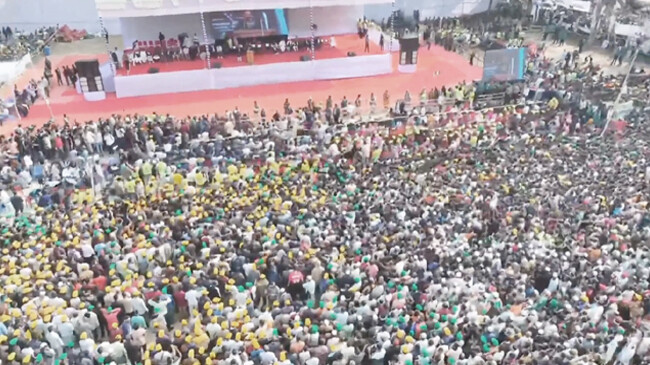 প্রথম নির্বাচনী প্রচারণা শুরু বিএনপির, সিলেট মাদরাসা মাঠ কানায় কানায় পূর্ণ