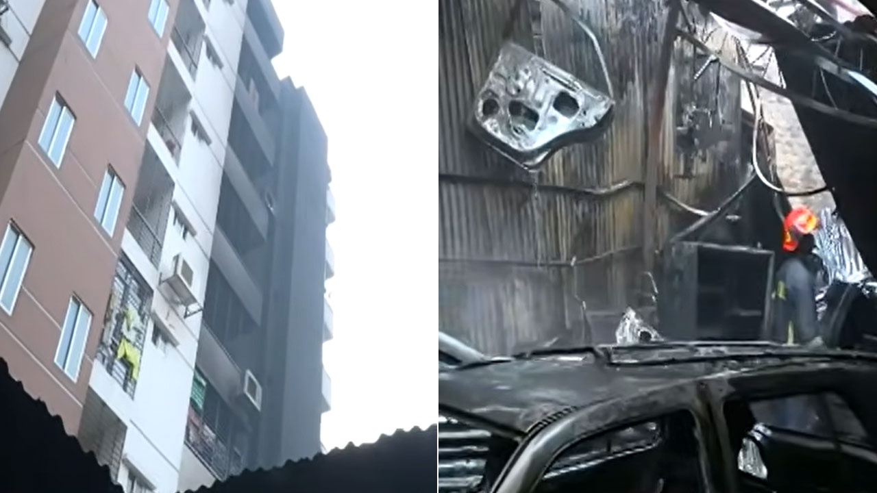 রাজধানীতে আগুনে পুড়ল গাড়ির গ্যারেজ, অল্পের জন্য রক্ষা পেল পাশের ভবন