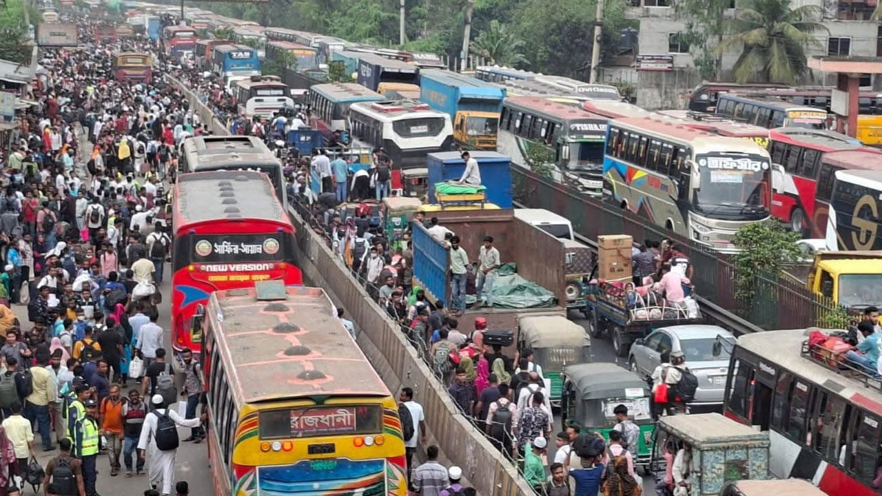 ঈদযাত্রায় ভোগান্তি, গাজীপুরে ২১ কিলোমিটার যানজট