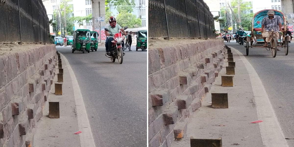চট্টগ্রামে সড়ক বিভাজকের লোহার পাতে ঝুঁকি