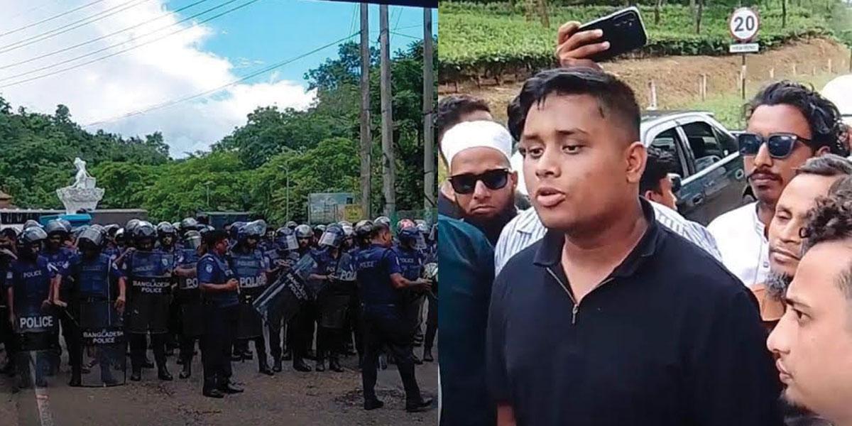 পুলিশের ব্যারিকেড ভেঙে শ্রীমঙ্গল থেকে হবিগঞ্জের পথে এনসিপির নেতারা