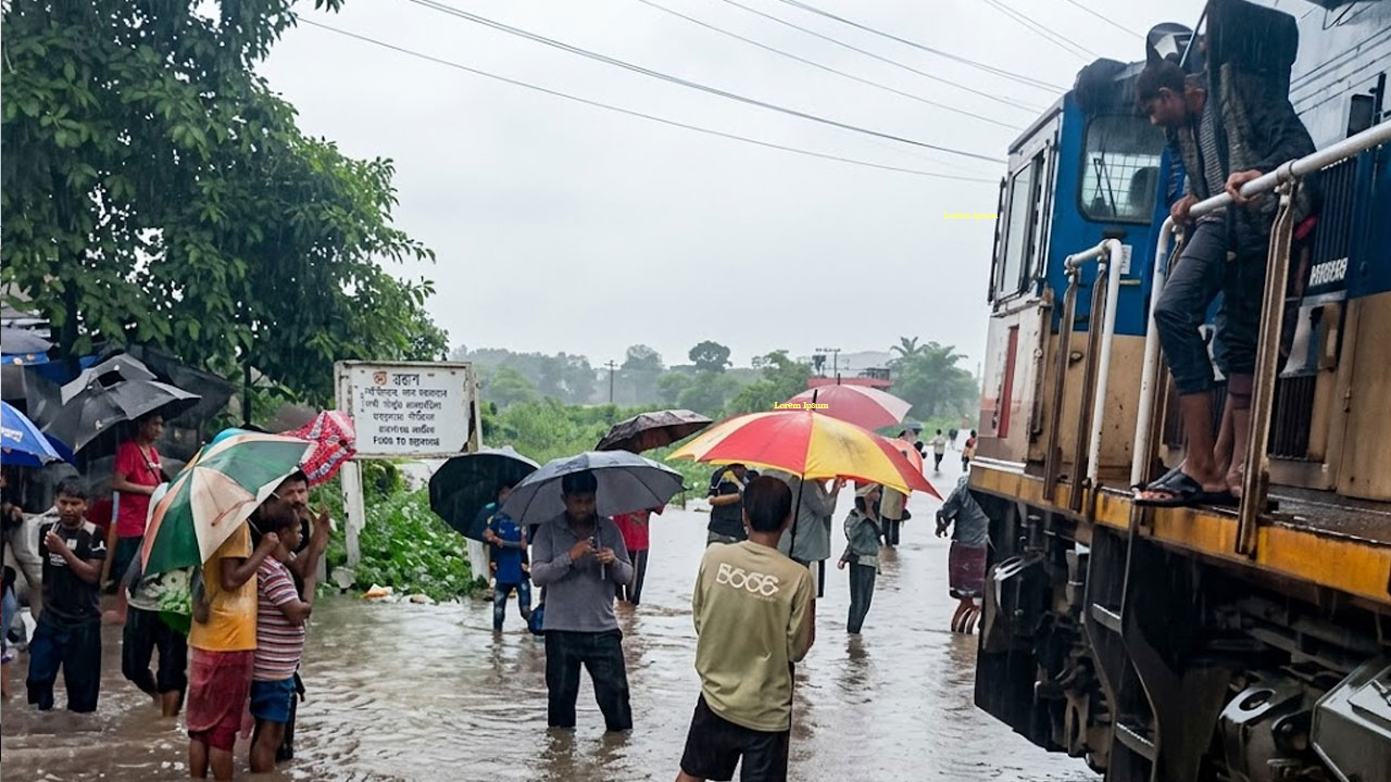 টানা বৃষ্টিতে রেল লাইনে পানি,কক্সবাজারগামী পর্যটক এক্সপ্রেস চট্টগ্রামে আটকা