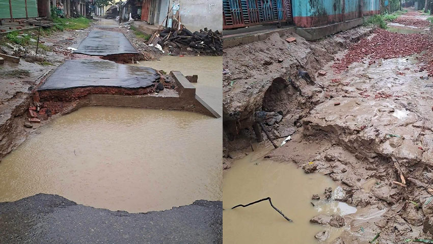 সাতকানিয়ায় বন্যার স্রোতে বিলীন ছয় সড়ক