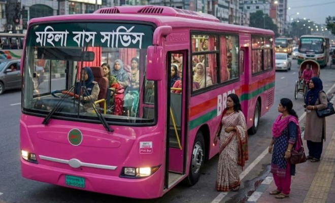 ‘গোলাপি বাস’ চলবে আজ থেকে,ঢাকার যেসব রুটে মিলবে সেবা