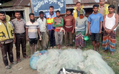 মা ইলিশ রক্ষায় অভিযান, রাজবাড়ীতে কারেন্ট জালসহ আটক ৭