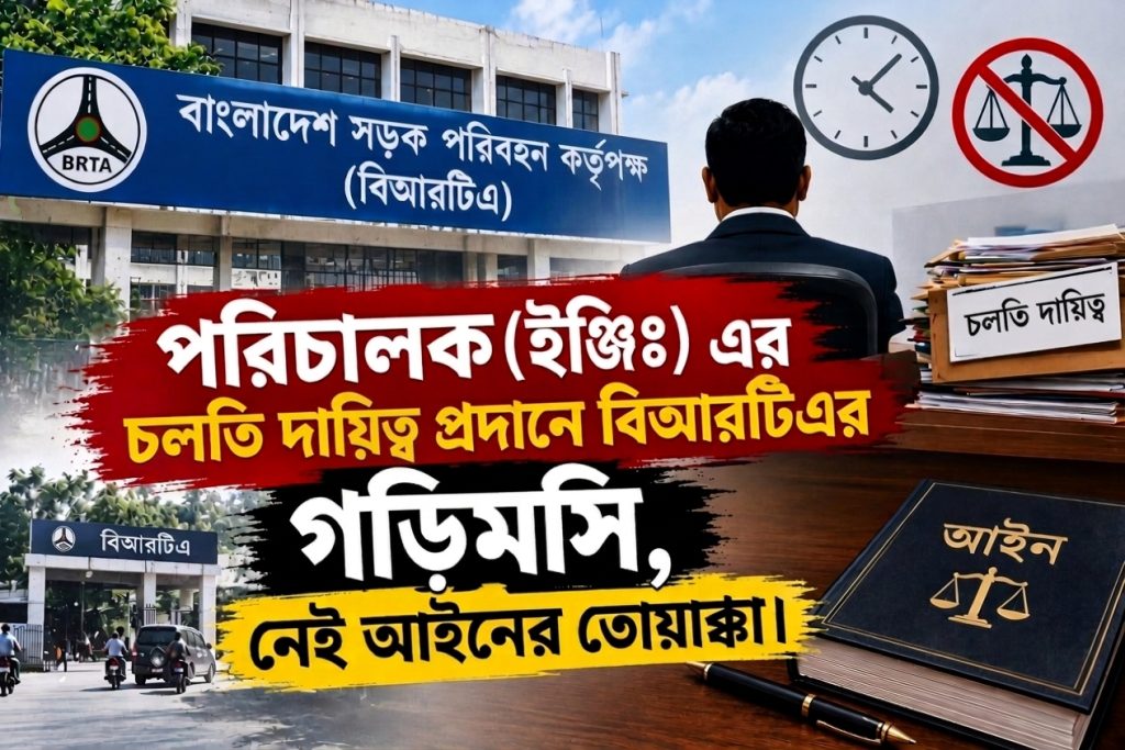 চলতি দায়িত্ব প্রদানে বিআরটিএর গড়িমসি, নেই আইনের তোয়াক্কা